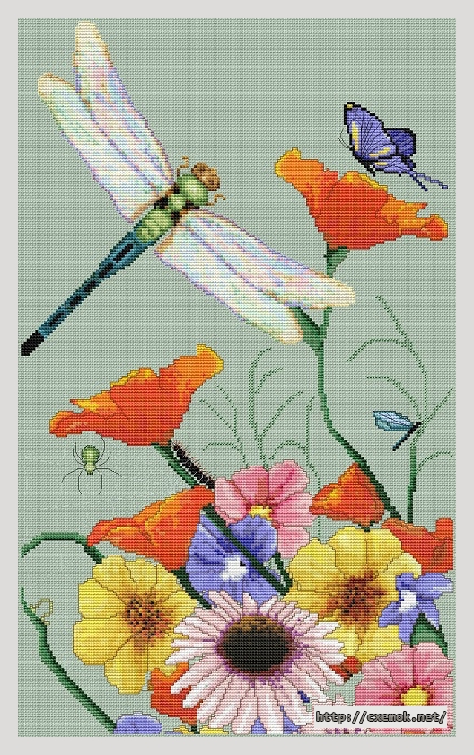 Download embroidery patterns by cross-stitch  - Dragonfly, author 