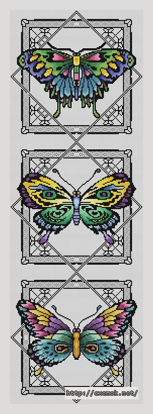 Скачать схемы вышивки нитками / крестом  - The beauty of butterflies bellpull, автор 