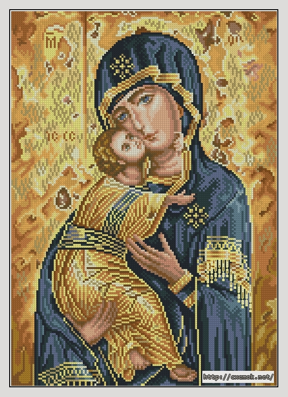 Download embroidery patterns by cross-stitch  - Icono theotokos vladimir, author 