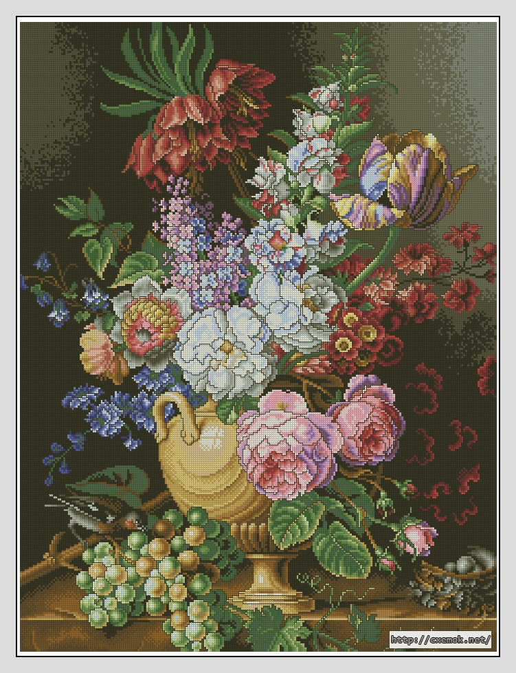 Скачать схему вышивки нитками Bouquet de flores, автор 