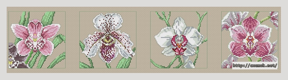 Скачать схему вышивки нитками 4 Orchids, автор 
