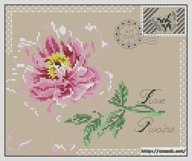 Download embroidery patterns by cross-stitch  - Rose postcard.1, author 