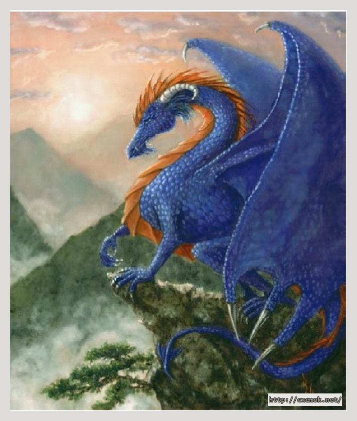 Скачать схему вышивки нитками Eurus-Dragon of the East Winds, автор 