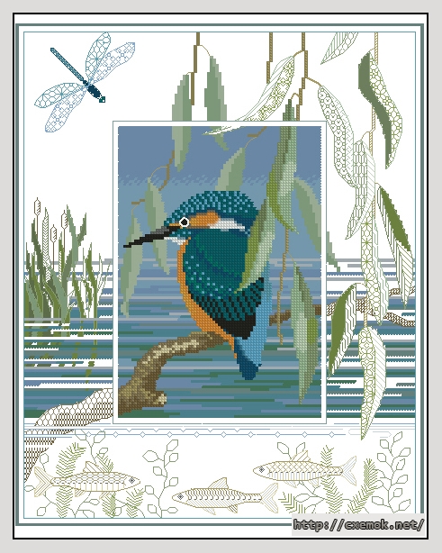 Скачать схемы вышивки нитками / крестом  - Kingfisher, автор 