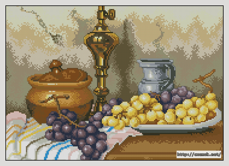Download embroidery patterns by cross-stitch  - Bodegon de uvas, author 