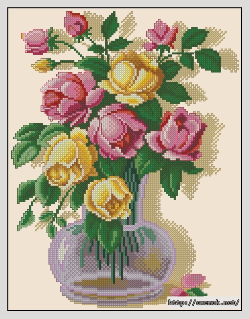 Download embroidery patterns by cross-stitch  - Jarron de rosas, author 