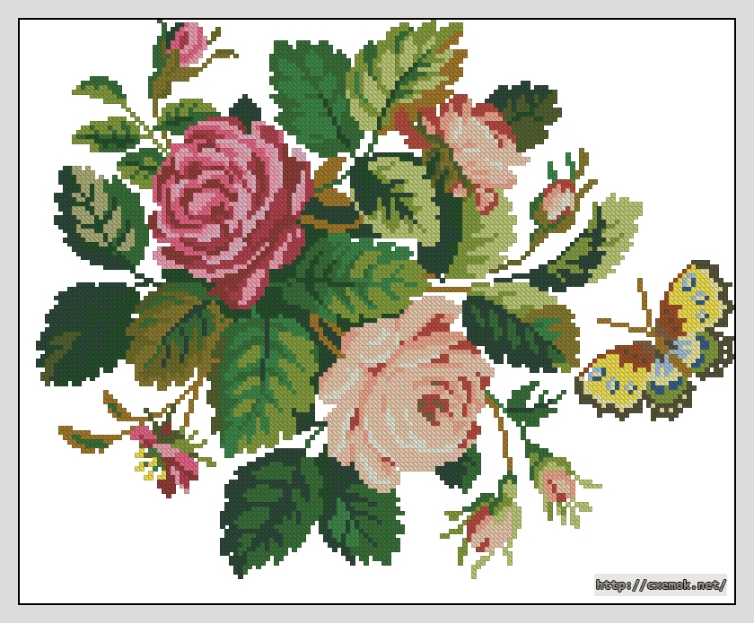 Скачать схемы вышивки нитками / крестом  - Bouquet de rosas, автор 