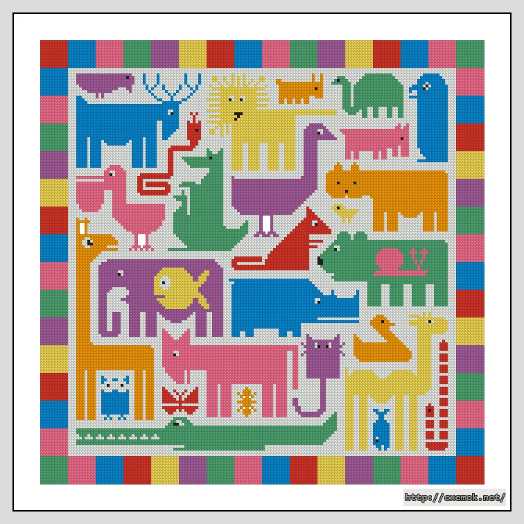 Download embroidery patterns by cross-stitch  - Rainbow zoo