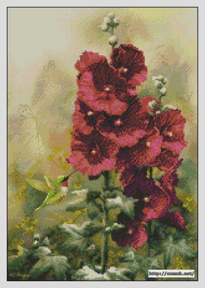 Download embroidery patterns by cross-stitch  - Hummingbird flowers, author 