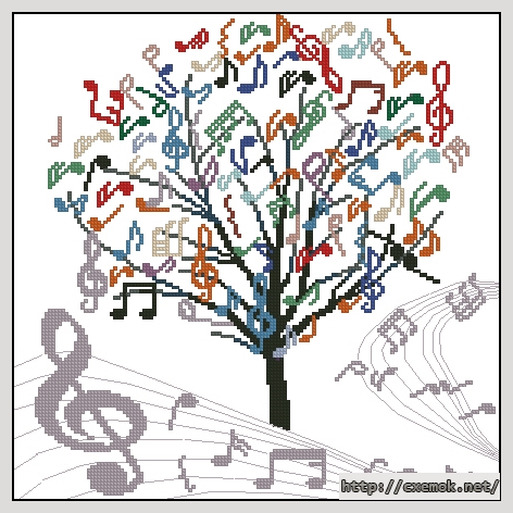 Download embroidery patterns by cross-stitch  - Музыкальное дерево 2