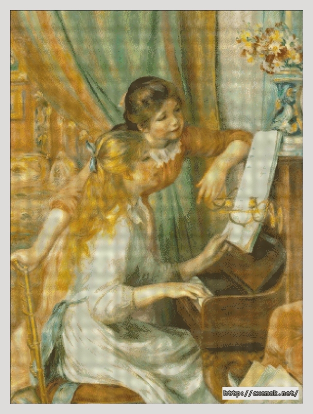 Download embroidery patterns by cross-stitch  - Jeunes filles au piano, author 