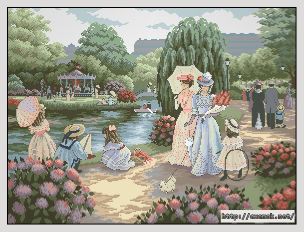 Download embroidery patterns by cross-stitch  - A stroll in the park, author 
