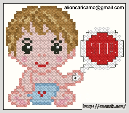 Download embroidery patterns by cross-stitch  - Stop, author 
