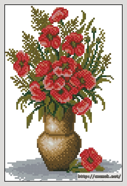 Download embroidery patterns by cross-stitch  - Букет маков, author 