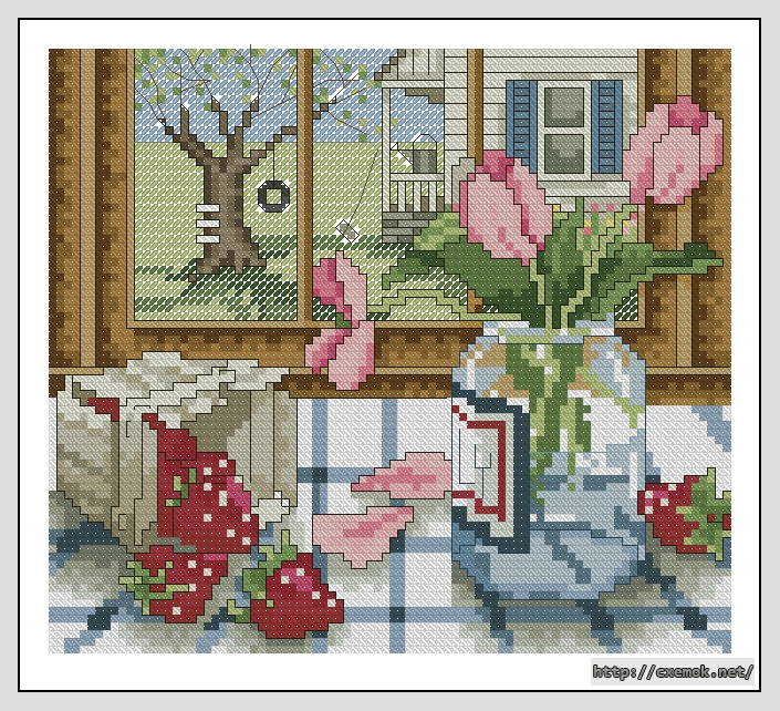 Download embroidery patterns by cross-stitch  - Spring, author 