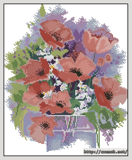 Download embroidery patterns by cross-stitch  - Watercolour poppies, author 