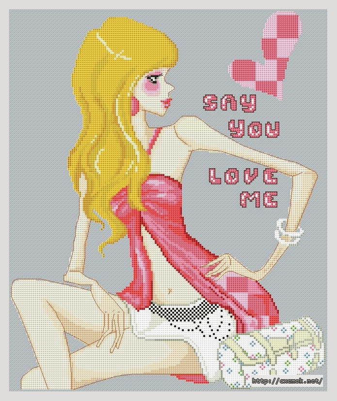 Download embroidery patterns by cross-stitch  - Say you love me