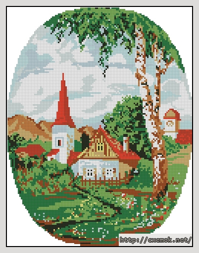 Download embroidery patterns by cross-stitch  - Сельский вид, author 