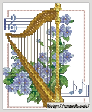 Download embroidery patterns by cross-stitch  - Musikal bell pull.harp, author 