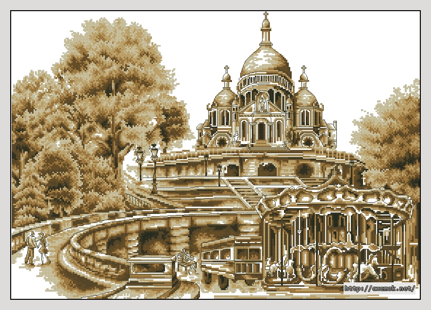 Download embroidery patterns by cross-stitch  - Montmartre sepia, author 