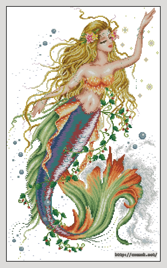 Скачать схему вышивки нитками Brilliant Mermaid, автор 