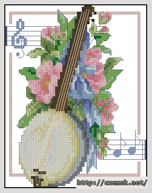 Завантажити схеми вишивки нитками / хрестом  - Musikal bellpull.banjo, автор 