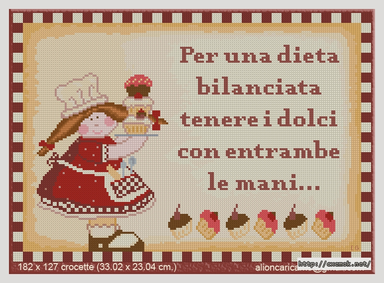 Download embroidery patterns by cross-stitch  - Per una dieta, author 