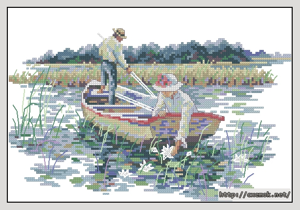 Download embroidery patterns by cross-stitch  - Waterlily blossoms, author 