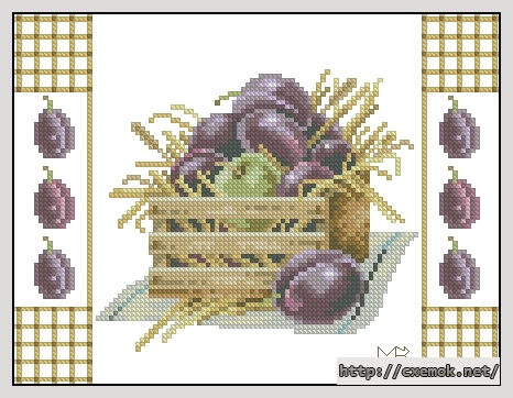 Скачать схему вышивки нитками Crate with plums, автор 