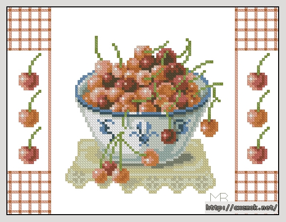 Download embroidery patterns by cross-stitch  - Bowl of cherries, author 