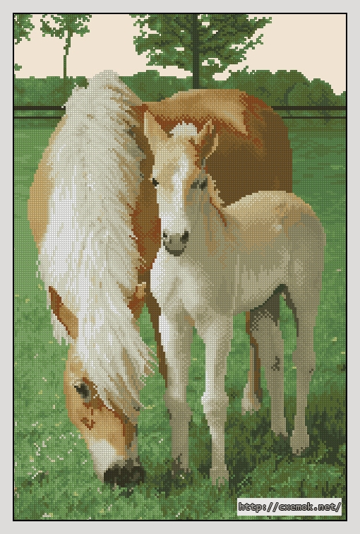 Download embroidery patterns by cross-stitch  - Caballo y potrillo