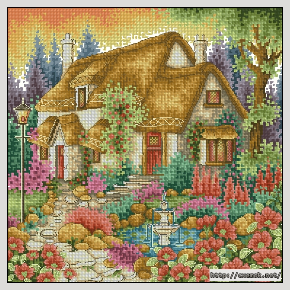 Download embroidery patterns by cross-stitch  - Summer cottage, author 