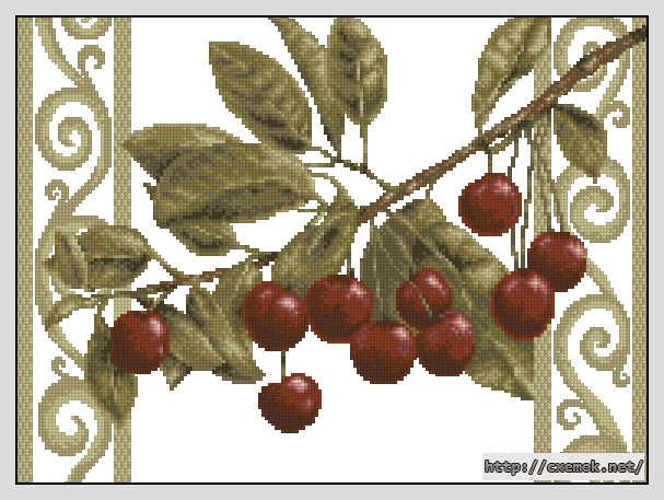 Download embroidery patterns by cross-stitch  - Ветка черешни, author 