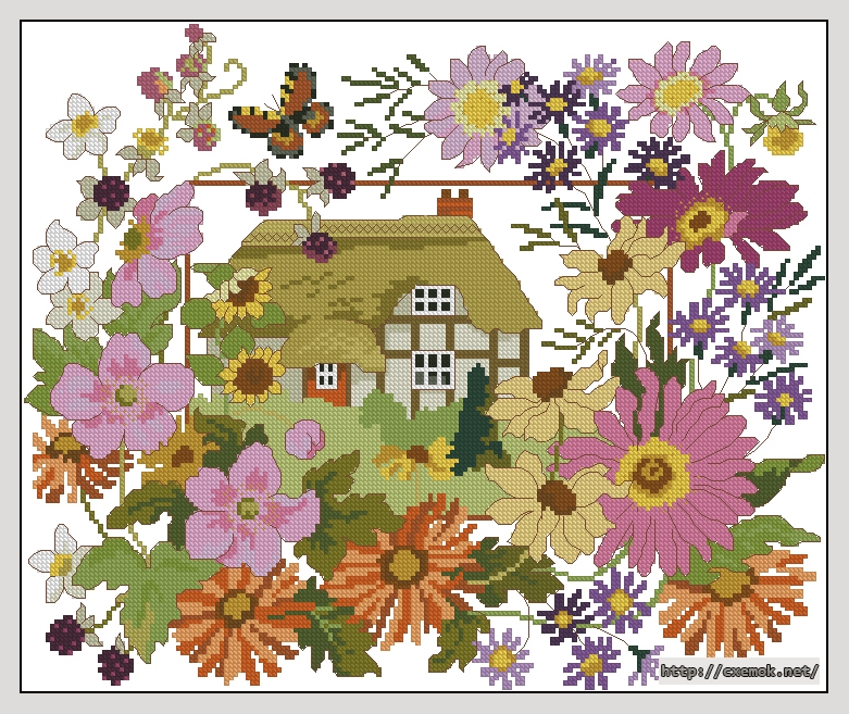 Download embroidery patterns by cross-stitch  - Spring cottage, author 