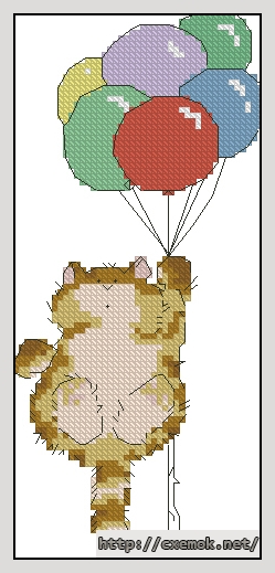 Скачать схемы вышивки нитками / крестом  - Ballooning cat, автор 