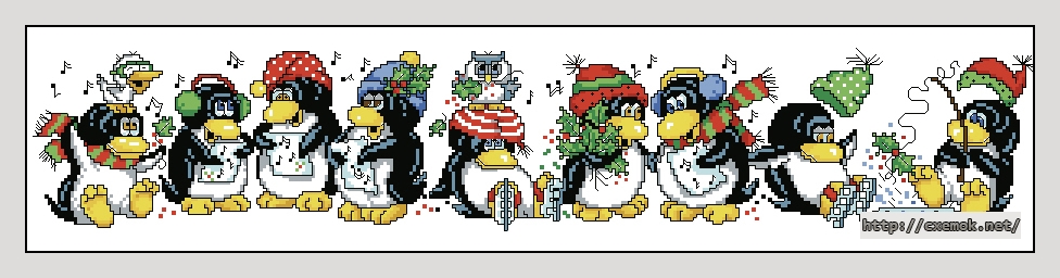 Download embroidery patterns by cross-stitch  - Christmas penguin row, author 