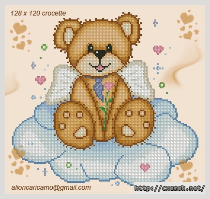 Download embroidery patterns by cross-stitch  - Мишка на облачке с сердечком!, author 