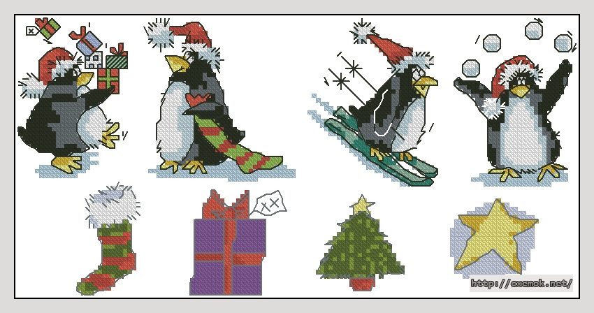 Download embroidery patterns by cross-stitch  - Penguin table cloth, author 
