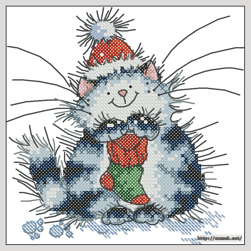 Скачать схемы вышивки нитками / крестом  - Christmas cat, автор 