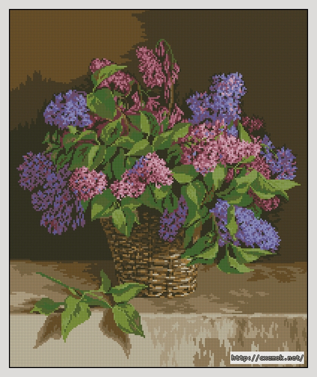 Download embroidery patterns by cross-stitch  - Cos cu liliac, author 