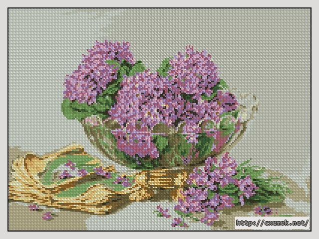 Download embroidery patterns by cross-stitch  - Сирень в вазе, author 