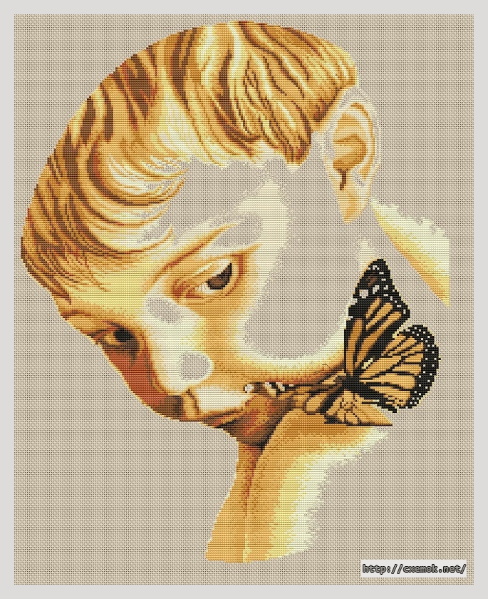 Скачать схемы вышивки нитками / крестом  - Мальчик с бабочкой, автор 