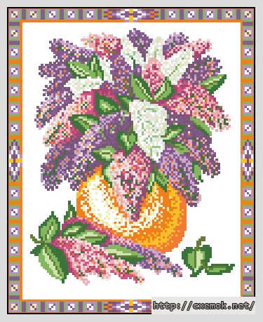 Download embroidery patterns by cross-stitch  - Букет сирени 5