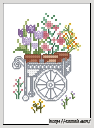 Download embroidery patterns by cross-stitch  - Flower cart 2, author 