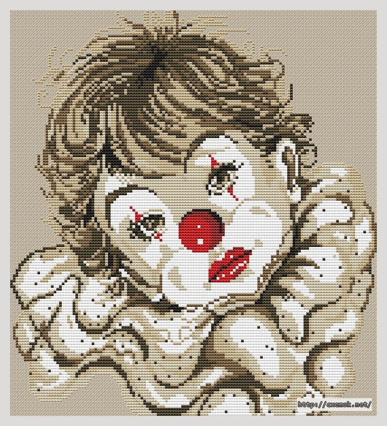 Download embroidery patterns by cross-stitch  - Грустный клоун