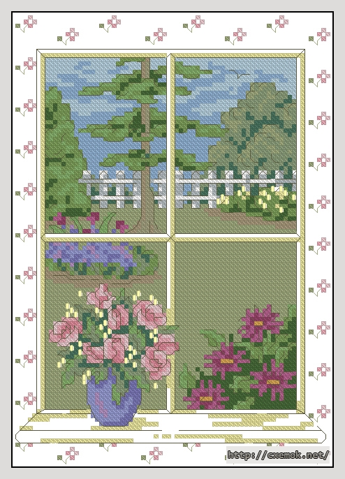 Download embroidery patterns by cross-stitch  - A window to summer, author 
