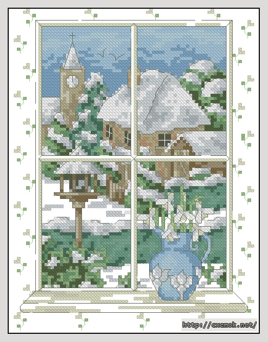 Download embroidery patterns by cross-stitch  - A window to winter, author 