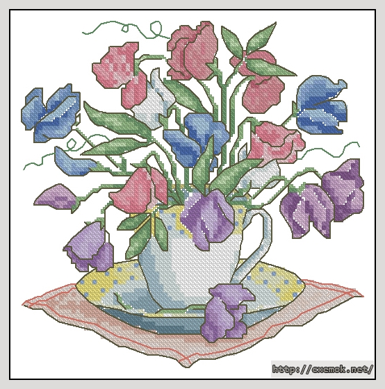 Download embroidery patterns by cross-stitch  - Flower, author 