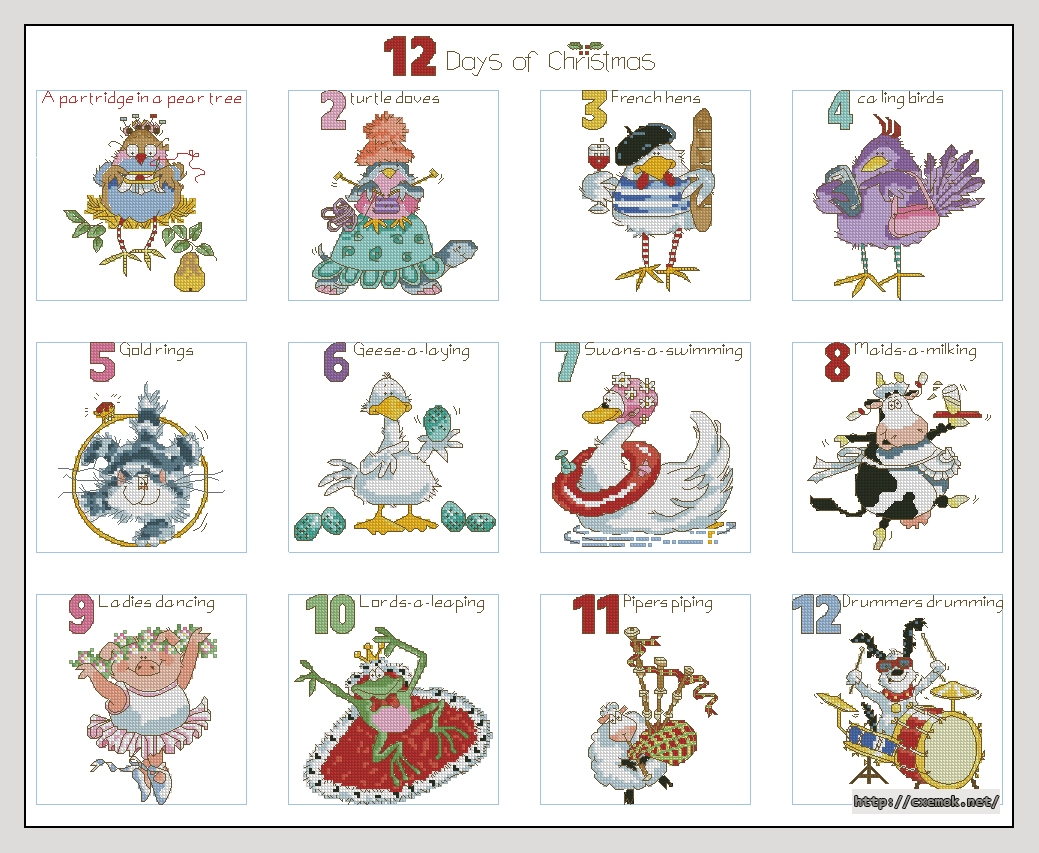 Download embroidery patterns by cross-stitch  - 12 days of christmas, author 