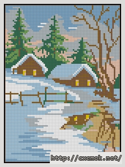 Download embroidery patterns by cross-stitch  - Домики зимой, author 
